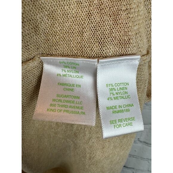 LILLY PULITZER natural beige golden cotton linen sleeveless knit tank top size M - Picture 7 of 8